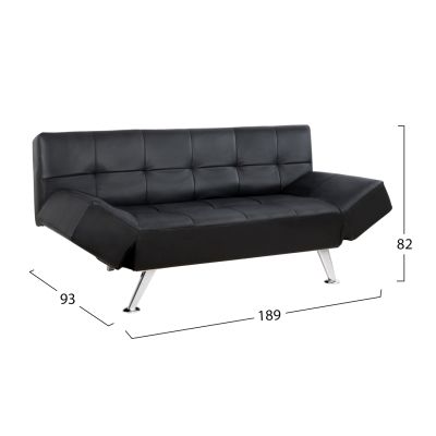 Диван/Легло HM3001.02 Thom със сгъваеми рамена Черно PU 189x93x82 см