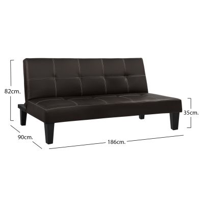 Диван/Легло 3 места HM3002.04 Кафяв PU с детайли 186x90x82