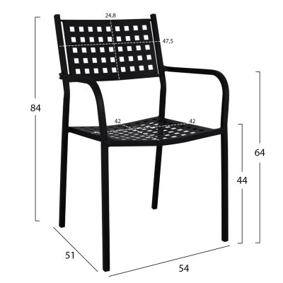 Armchair Metallic HM5031.01 Zeta in black matte 54x51x84Hcm