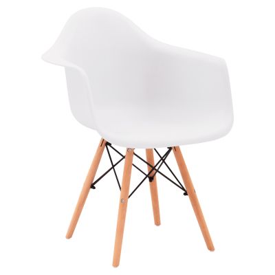 Armchair with wooden legs and white seat Mirto HM005.01 64x60x81 cm