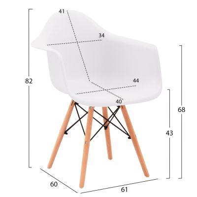 Armchair with wooden legs and white seat Mirto HM005.01 64x60x81 cm
