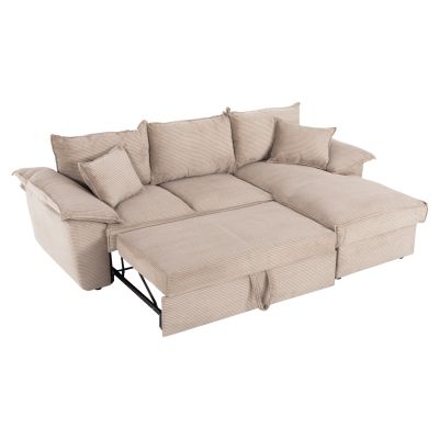 CORNER SOFA-BED WITH STORAGE SPACE ALDO HM3276.01R BEIGE FABRIC 256x91-159x87Hcm.