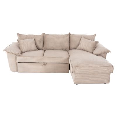 CORNER SOFA-BED WITH STORAGE SPACE ALDO HM3276.01R BEIGE FABRIC 256x91-159x87Hcm.