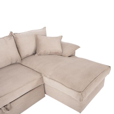 CORNER SOFA-BED WITH STORAGE SPACE ALDO HM3276.01R BEIGE FABRIC 256x91-159x87Hcm.