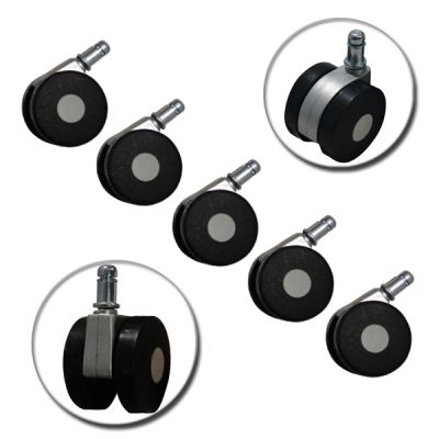 Spare caster wheels for office chair special Black-Silver set 5pieces