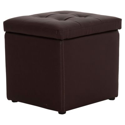 Stool PU with storage space Brown cube HM224.03--38x38x36.5Hcm