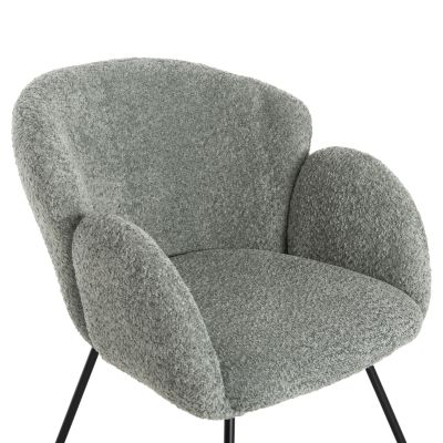 ARMCHAIR HARNIS HM9603.05 PISTACHIO GREEN BOUCLE-BLACK METAL BASE 59.5x64x77Hcm.