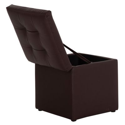 Stool PU with storage space Brown cube HM224.03--38x38x36.5Hcm