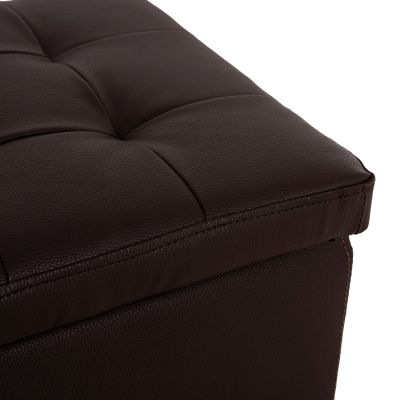 Stool PU with storage space Brown cube HM224.03--38x38x36.5Hcm