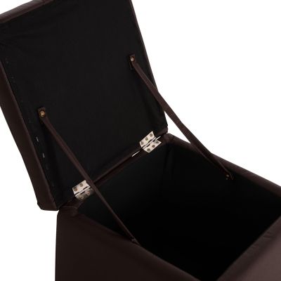 Stool PU with storage space Brown cube HM224.03--38x38x36.5Hcm