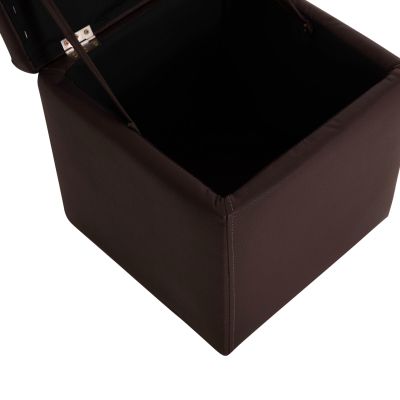 Stool PU with storage space Brown cube HM224.03--38x38x36.5Hcm