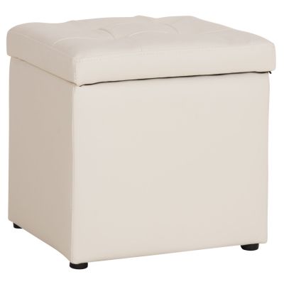 Stool PRO CUBE HM224.02 PU with storage space- white 38x38x36.5Hcm
