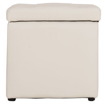 Stool PRO CUBE HM224.02 PU with storage space- white 38x38x36.5Hcm