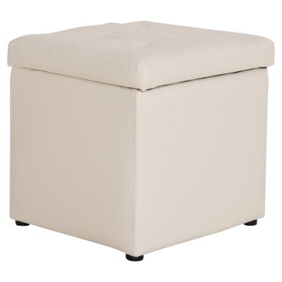 Stool PRO CUBE HM224.02 PU with storage space- white 38x38x36.5Hcm