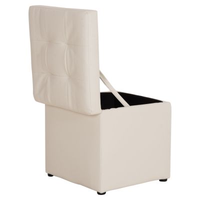 Stool PRO CUBE HM224.02 PU with storage space- white 38x38x36.5Hcm