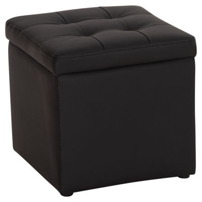 Stool PU with storage space black cube HM224.01 38x38x36.5Hcm