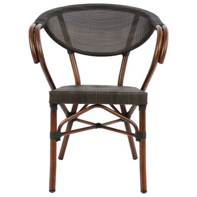 Armchair Aluminum Bamboo Look Brown with textline HM5025 60,5x59x81 cm