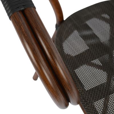 Armchair Aluminum Bamboo Look Brown with textline HM5025 60,5x59x81 cm