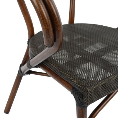 Armchair Aluminum Bamboo Look Brown with textline HM5025 60,5x59x81 cm