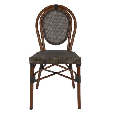 Aluminum Chair Bamboo Look Brown with Textline 40,5x56,5x89,5 cm HM5026