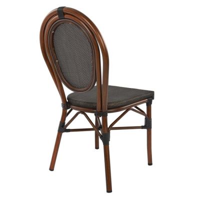 Aluminum Chair Bamboo Look Brown with Textline 40,5x56,5x89,5 cm HM5026