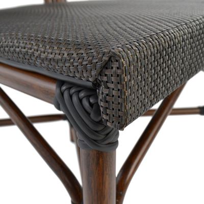 Aluminum Chair Bamboo Look Brown with Textline 40,5x56,5x89,5 cm HM5026