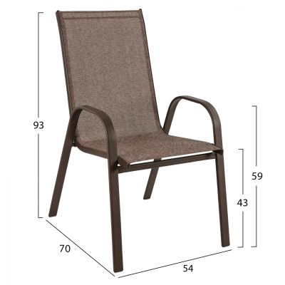 ВЪНШНО КРЕСЛО LEON HM5000.02 КАФЯВА МЕТАЛНА КОНСТРУКЦИЯ-КАФЯВ ТЕКСТИЛЕН 54x70x93Hcm.