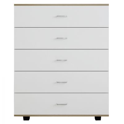 MELAMINE DRESSER THORG HM8995.04 WITH 5 DRAWERS SONAMA-WHITE 80Χ40Χ100H cm.