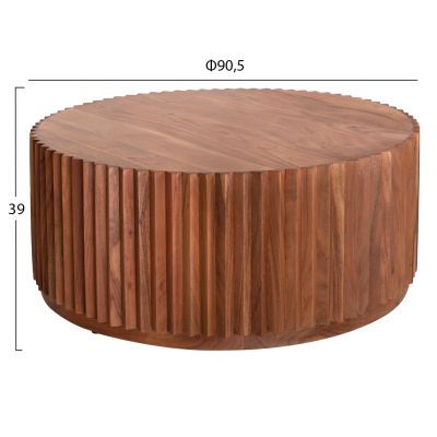 COFFEE TABLE ROUND SEDGE HM9695 SOLID ACACIA WOOD-NATURAL COLOR Φ90Χ38Hcm.