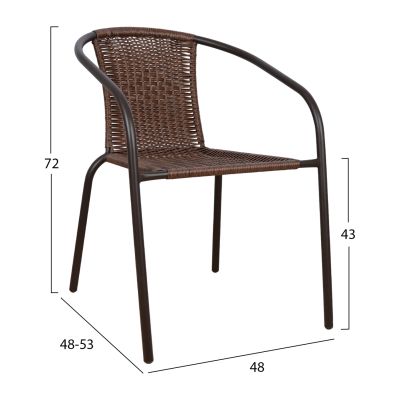 Armchair Camel HM5015.02 Brown metallic with wicker 48x48-53x72 cm