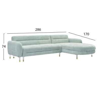 CORNER SOFA REVERSIBLE FLYER ΗΜ6072.07 MIΝΤ FABRIC-METAL HIGH LEGS 285x86-172x74Hcm.