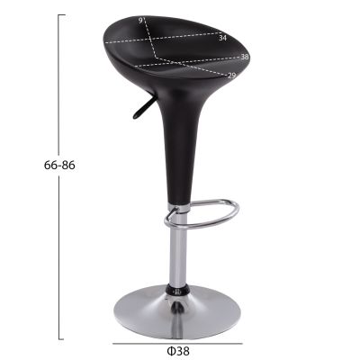 BAR STOOL DAISY HM200.01 WITH HEIGHT ADJUSTMENT IN BLACK & CHROME COLOR 43,5x38x86Hcm.