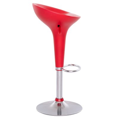 BAR STOOL DAISY HM200.04 WITH HEIGHT ADJUSTMENT IN RED & CHROME COLOR 43.5x38x86Hcm.