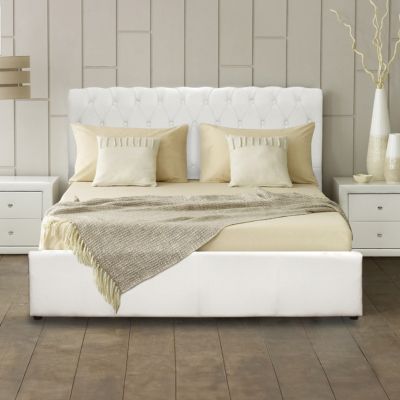 Легло Mone HM321.02 Място за съхранение в стил Честърфийлд Бяло PUсм