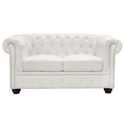 Диван 2 места Chesterfield тип HM3010.02 Бяла матова изкуствена кожа 155x90x73 см