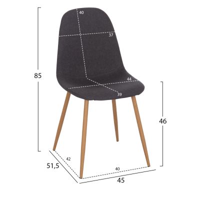 Dining chair Leonardo HM00100.10 with metallic legs and grey fabric 45x51.5x85H