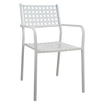 Armchair Metallic HM5031.02 Zeta in white color 54x51x84Ηcm