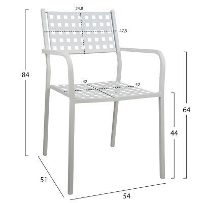 Armchair Metallic HM5031.02 Zeta in white color 54x51x84Ηcm