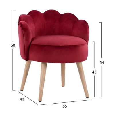 Stool with back Elise HM8628.06 Red Velvet 55x52x60cm