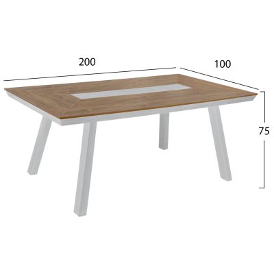 Aluminum Table with Polywood 200x100 White HM5131.11