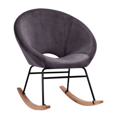 Rocker velvet armchair Paulina HM8399.01, grey, 76x86x76cm