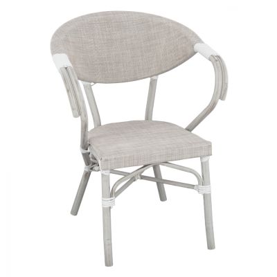 Armchair aluminum Bamboo Look Grey Patina with textline HM5108 57x57x83cm
