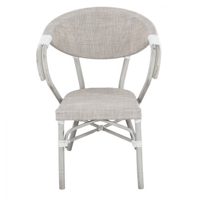 Armchair aluminum Bamboo Look Grey Patina with textline HM5108 57x57x83cm