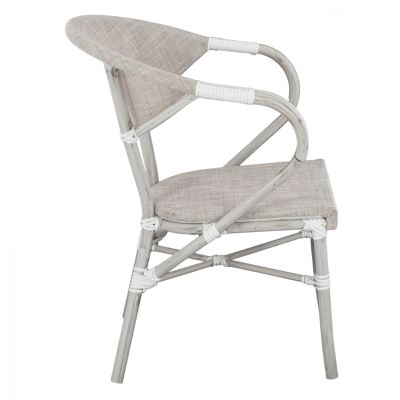 Armchair aluminum Bamboo Look Grey Patina with textline HM5108 57x57x83cm