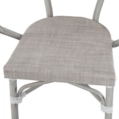 Armchair aluminum Bamboo Look Grey Patina with textline HM5108 57x57x83cm