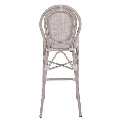 Stool Aluminum Bamboo Look White patina with textline HM5110 47x61x115cm