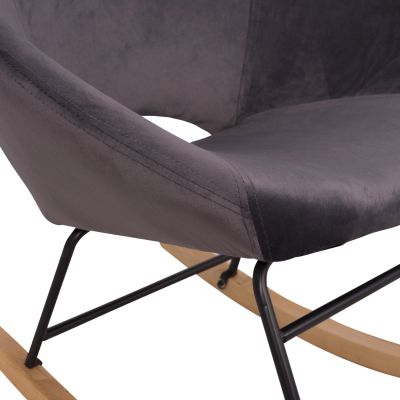 Rocker velvet armchair Paulina HM8399.01, grey, 76x86x76cm