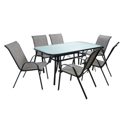 Set Dining Table 7 pieces 160x90 Bruno & 6 Leon Armchair HM5206.01