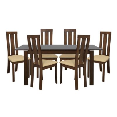 Set Dining Table 7pieces Table Opening Wood & 6 Chairs HM10054