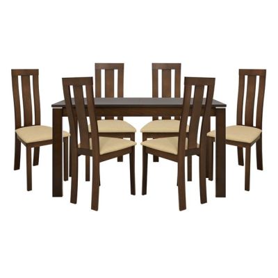 Set Dining Table 7pieces Table Opening Wood & 6 Chairs HM10054